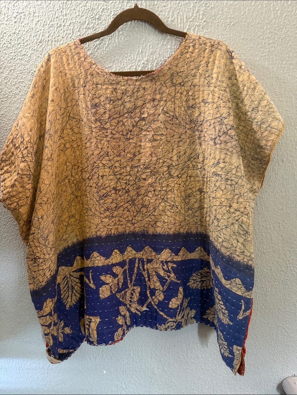 Upcycled Kantha Red Boho Women’s Tunic - Picture 4 of 4